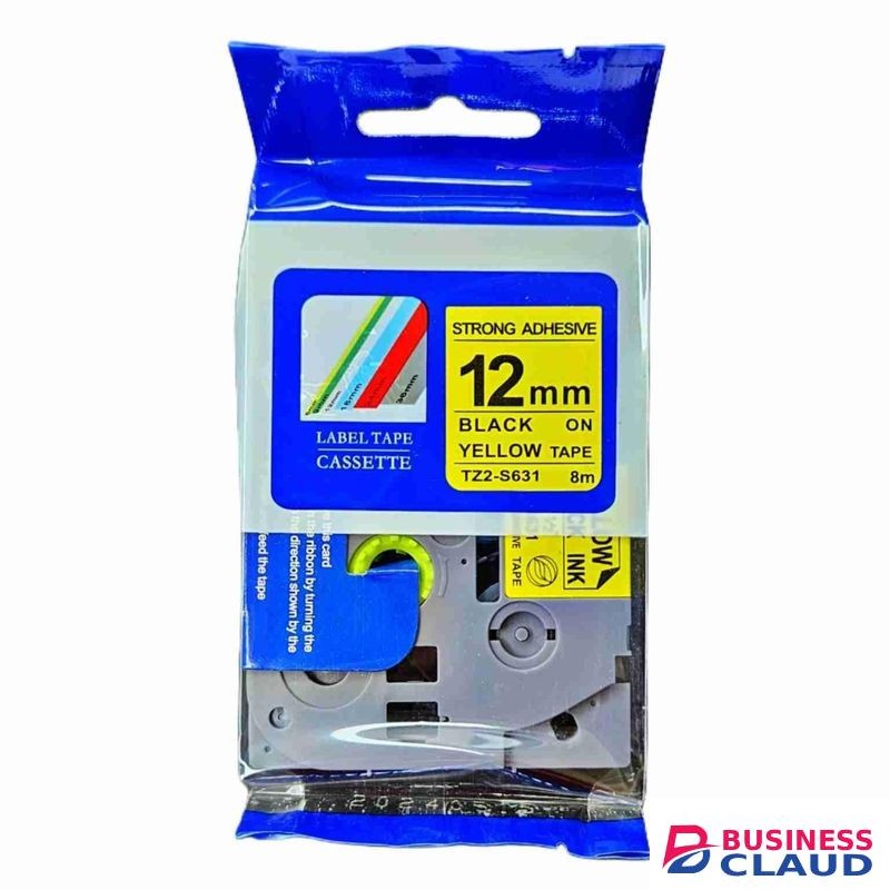 Brother 12mm x 8m Black on Yellow Label Tape-TZ2-631