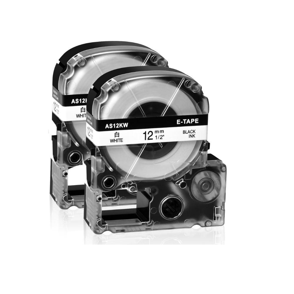 Epson SS-12KW 12mm 8m Black on white Tape