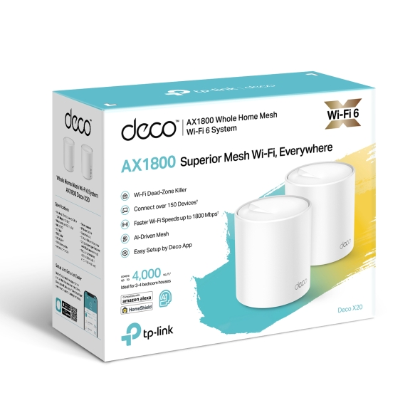 TP-Link AX1800 Whole Home Mesh Wi-Fi 6 System-DECO X20