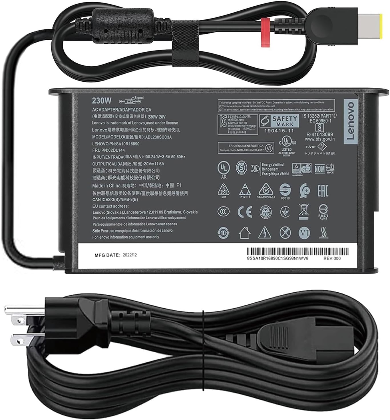 Charger for Lenovo Legion 5 17ACH6 82K0 Slim Tip 20V 11.5A 230W