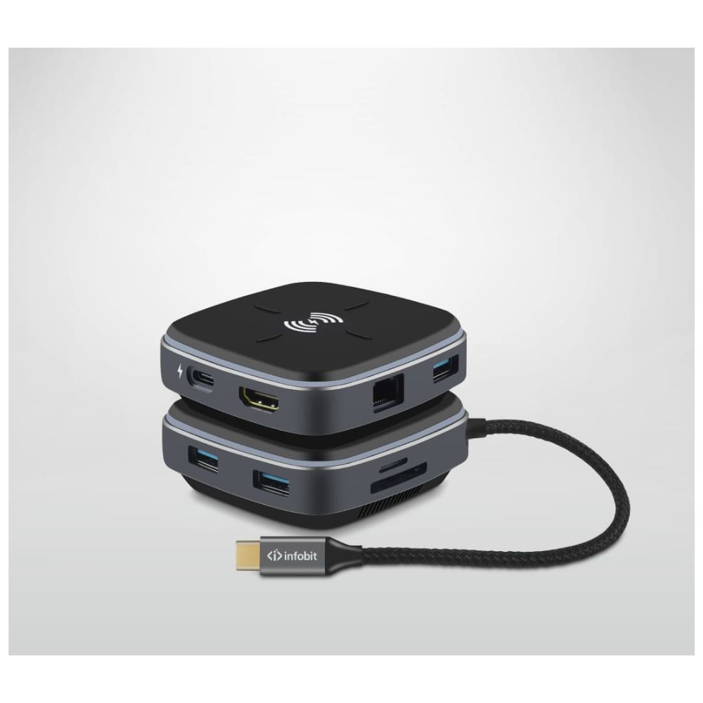 infobit USB TYPE  C HUB 9-IN-1 WITH WIRELESS CHARGING