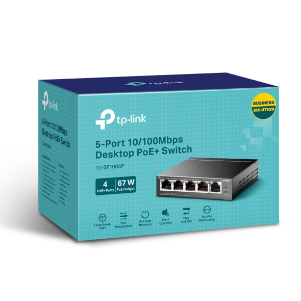 TP-Link 5-Port 10/100Mbps Desktop Switch with 4-Port PoE+-TL-SF1005P