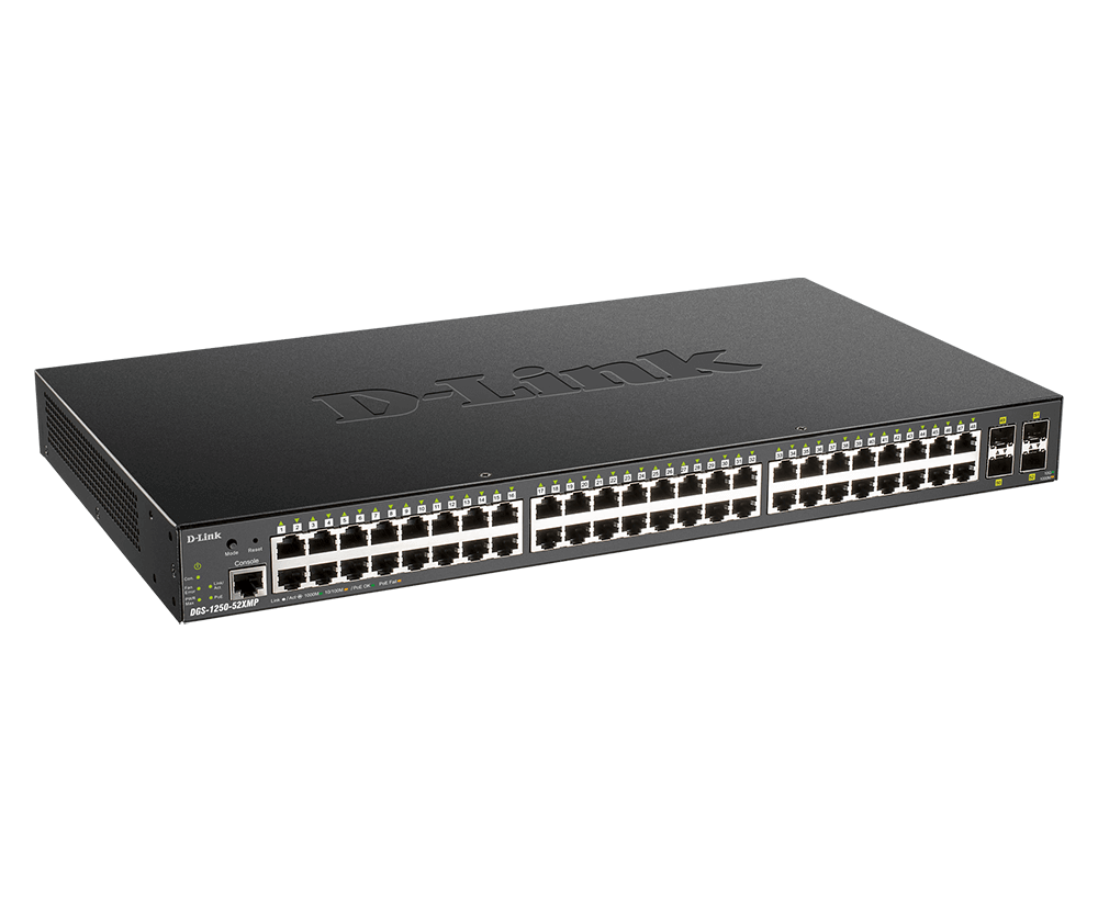 D‑Link DGS‑1250‑52XMP 52‑Port Gigabit PoE+ Smart Managed Switch