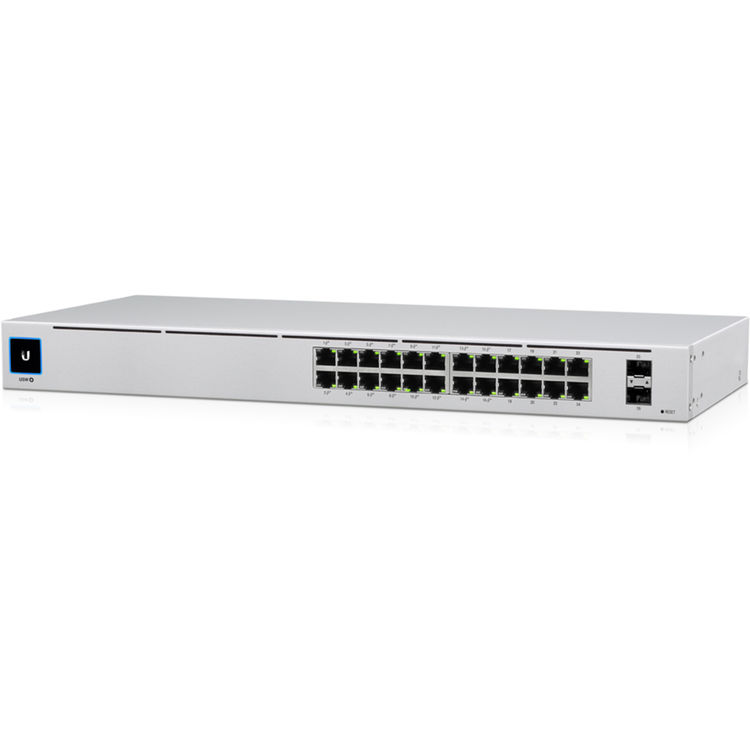 UniFi Switch 24 PoE: (16) GbE PoE+ + (8) GbE, (2) 1G SFP, 95W