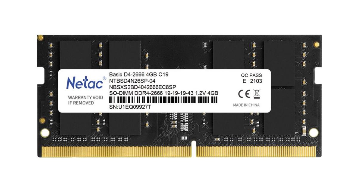 NETAC 4GB DDR4 2666V C19 Laptop Ram-NTBSD4N26SP-04